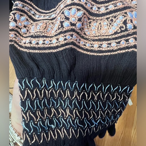 Free People long sleeve embroidered mini dress sz L - Picture 3 of 5